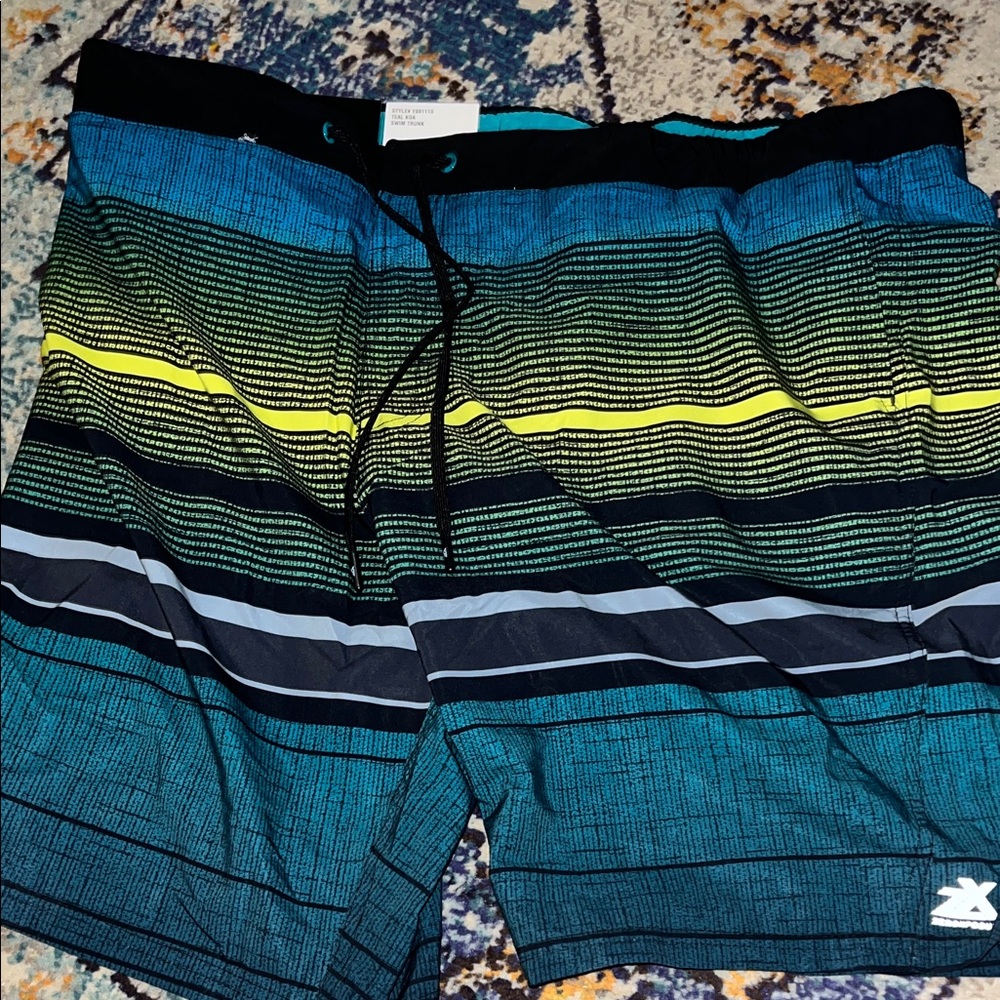 ZeroXposur Men's Striped Swim Shorts - Blue, Green, Yellow XXL NWT
